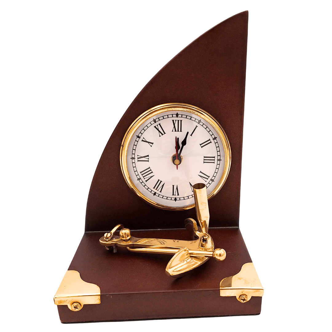 Maritimes Schreibtischset Uhr und Stifthalter – Yacht – TC025