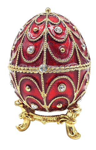 Exklusive kleine Metallschatulle mit Kristallen - Fabergé-Ei - B0748-17 RD