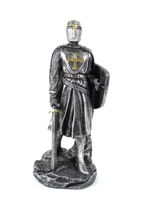 30 cm große Kreuzritterfigur mit Gravur