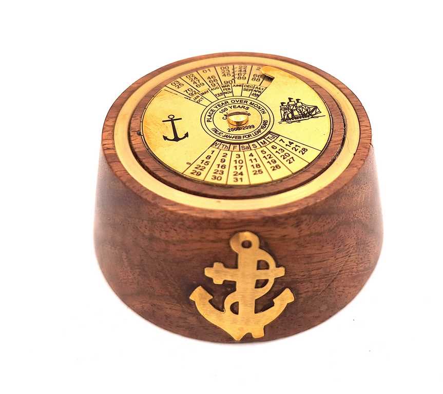 Ewiger Kalender aus Messing und Holz – Briefbeschwerer - NI1415