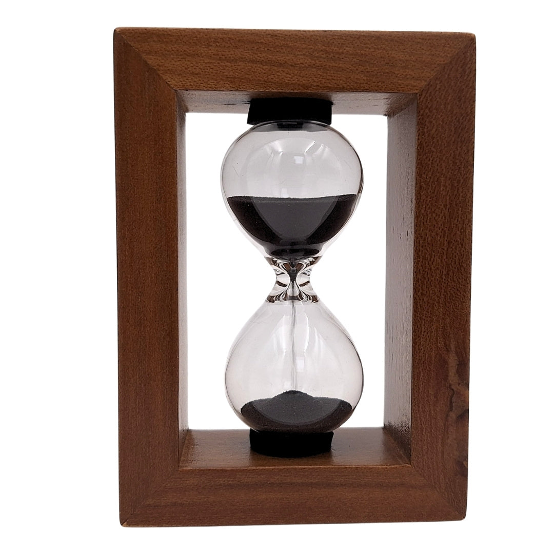 3-Minuten-Sanduhr im Holzrahmen - elegante Dekoration – M123