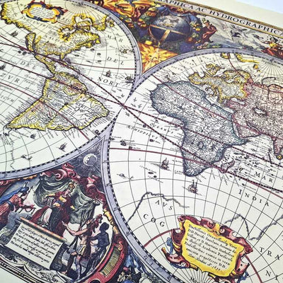 Weltkarte 1630 - J. Hondius Reprint - M1630 - Geschenk für Historiker