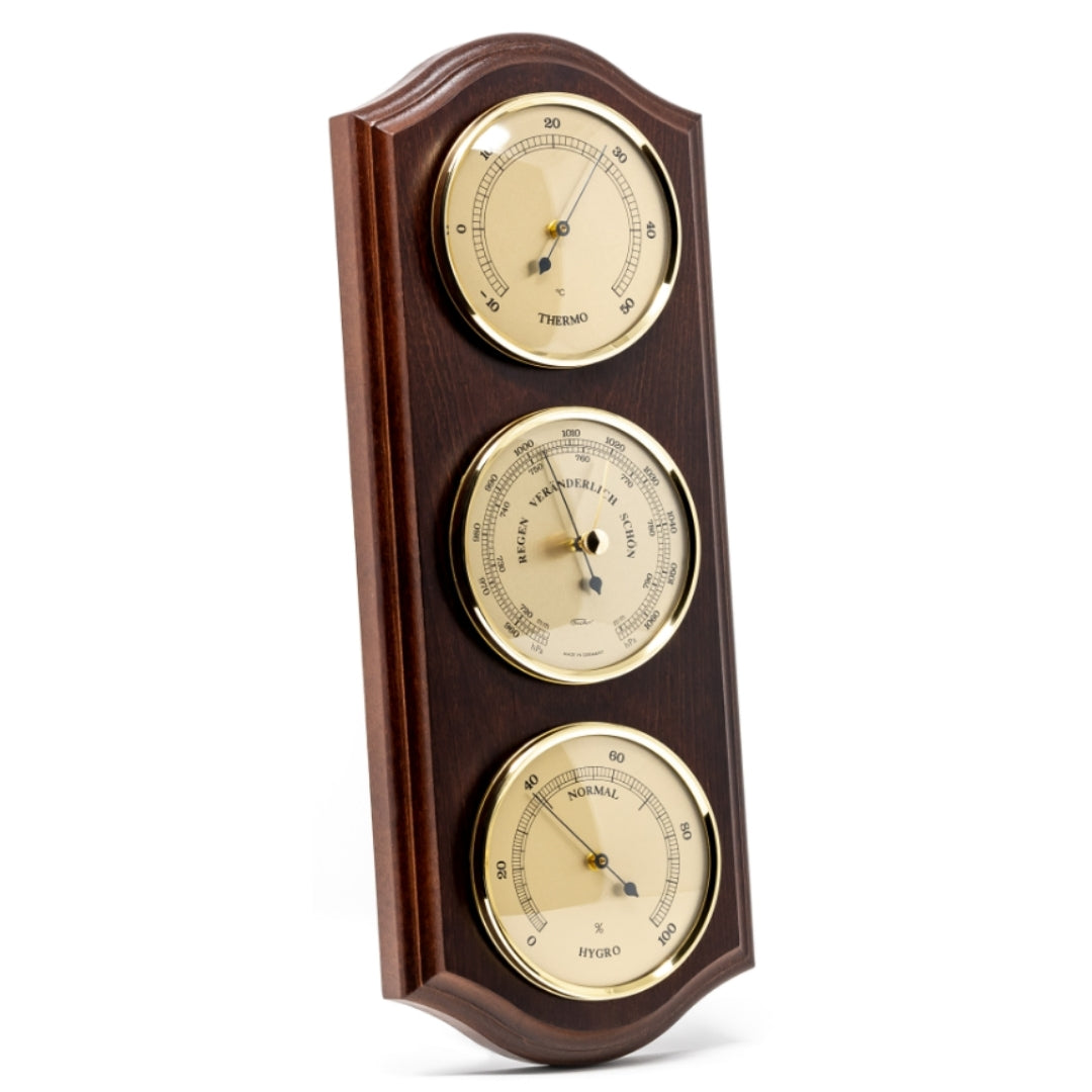 Fischer-Wetterstation - Barometer Hygrometer Thermometer - Messing Holz - 9176-22