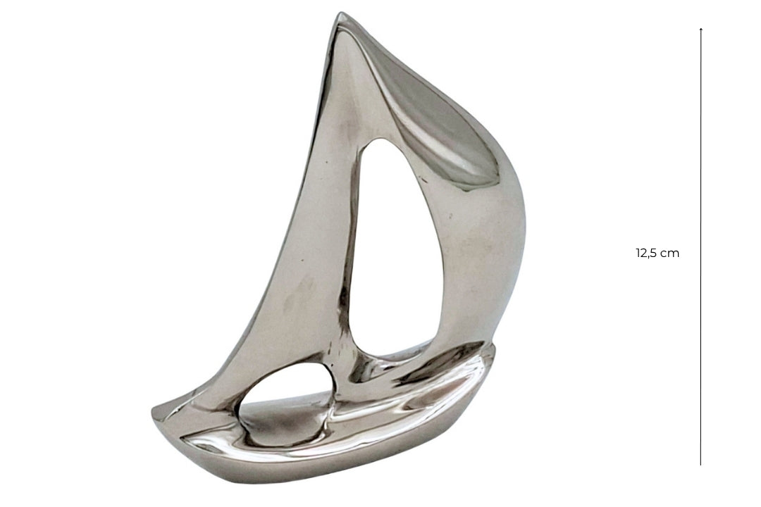 Elegante silberne Aluminium-Yacht 12,5 cm mit Gravurmöglichkeit