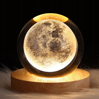 3D-Glaskugel Mond- LED-USB-Nachtlampe - Schreibtisch-Gadget
 - KKS