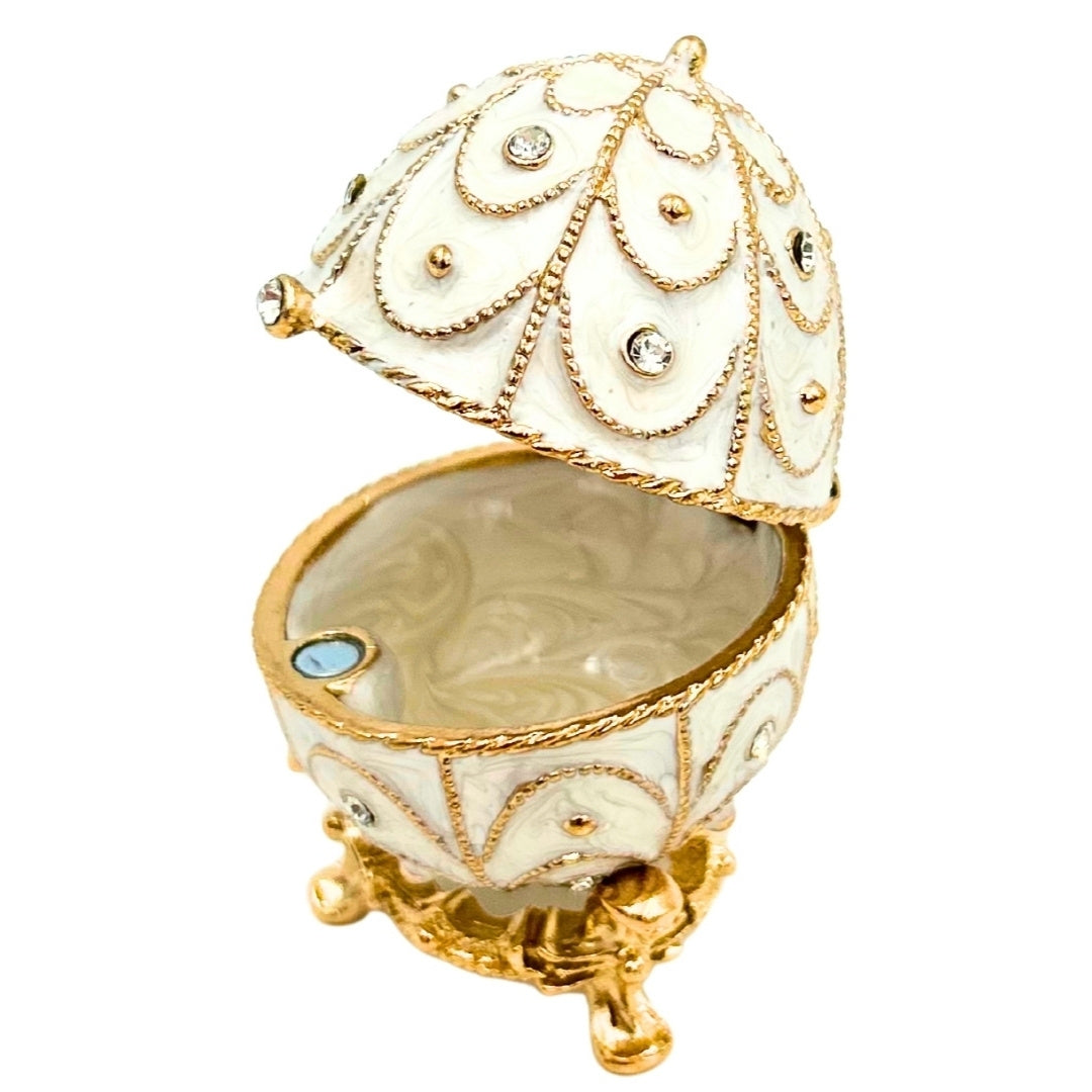 Exklusive Schatulle Fabergé-Ei aus Metall mit Kristallen - B0748-17WH