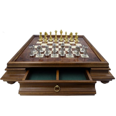 Große exklusive Schachfiguren Italfama aus vergoldetem Metall 53x53 cm – N137