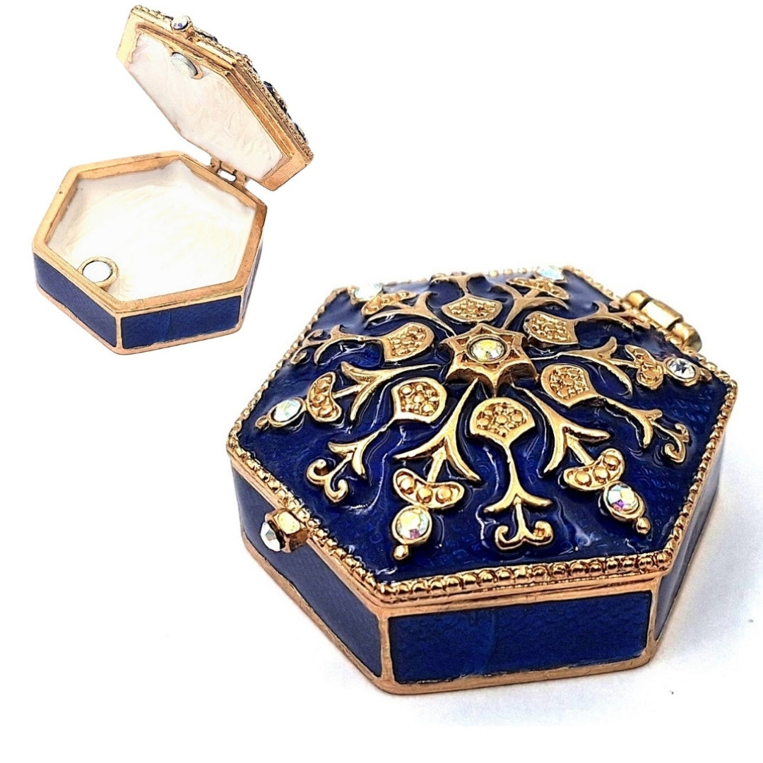 Reich verziertes kleines Geschenk-Metallkästchen mit Kristallen - B0035-08BL