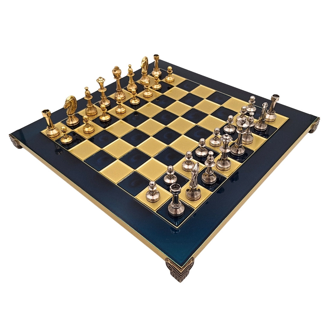 Exklusive, große klassische Metallschachfiguren Stauton - 36x36 cm - S34