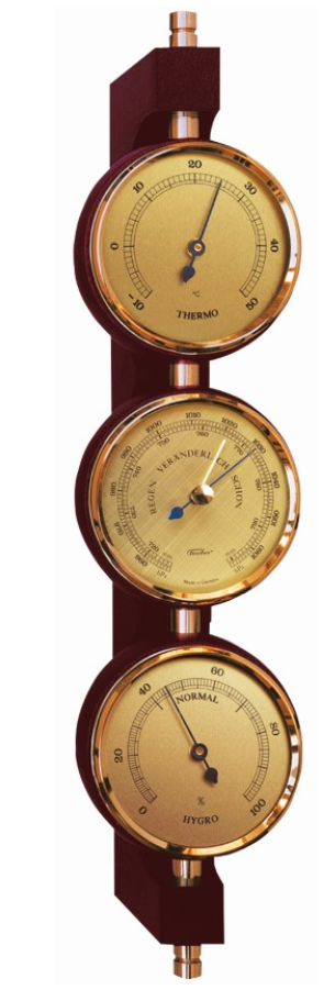 Exklusive Wetterstation Fischer - Barometer Hygrometer Thermometer - Messing Mahagoni – 7894-22