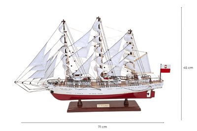 Exklusives Segelschiffmodell des Schiffs Dar Młodzieży XXL 71 cm, Möglichkeit zur Personalisierung durch Gravur