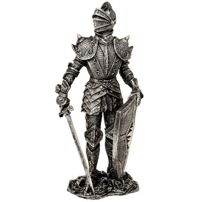 Dekorative Figur Ritter in silberner Rüstung Höhe 30 cm – MC-23053