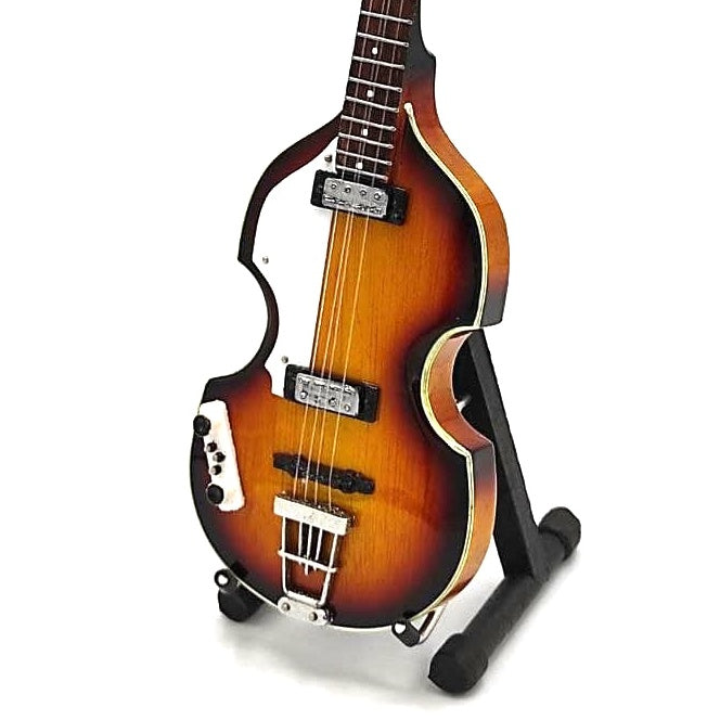 Mini-Bassgitarre im Stil von Paul McCartney, MGT-2028, Mahagoni, personalisierbare Gravur, ideal als Geschenk, Höhe 27,5 cm