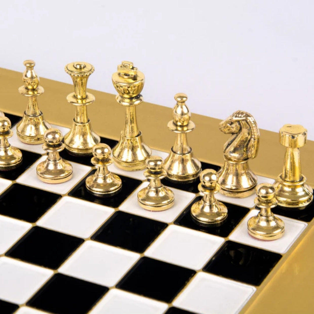 Exklusives Messing-Schachspiel 28x28cm - Staunton - S32BLA