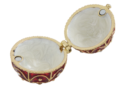 Exklusive kleine Metallschatulle mit Kristallen - Fabergé-Ei - B0748-17 RD