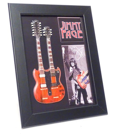 Mini-Gitarre im Stil von Jimmy Page Double Neck im Rahmen FMG-011