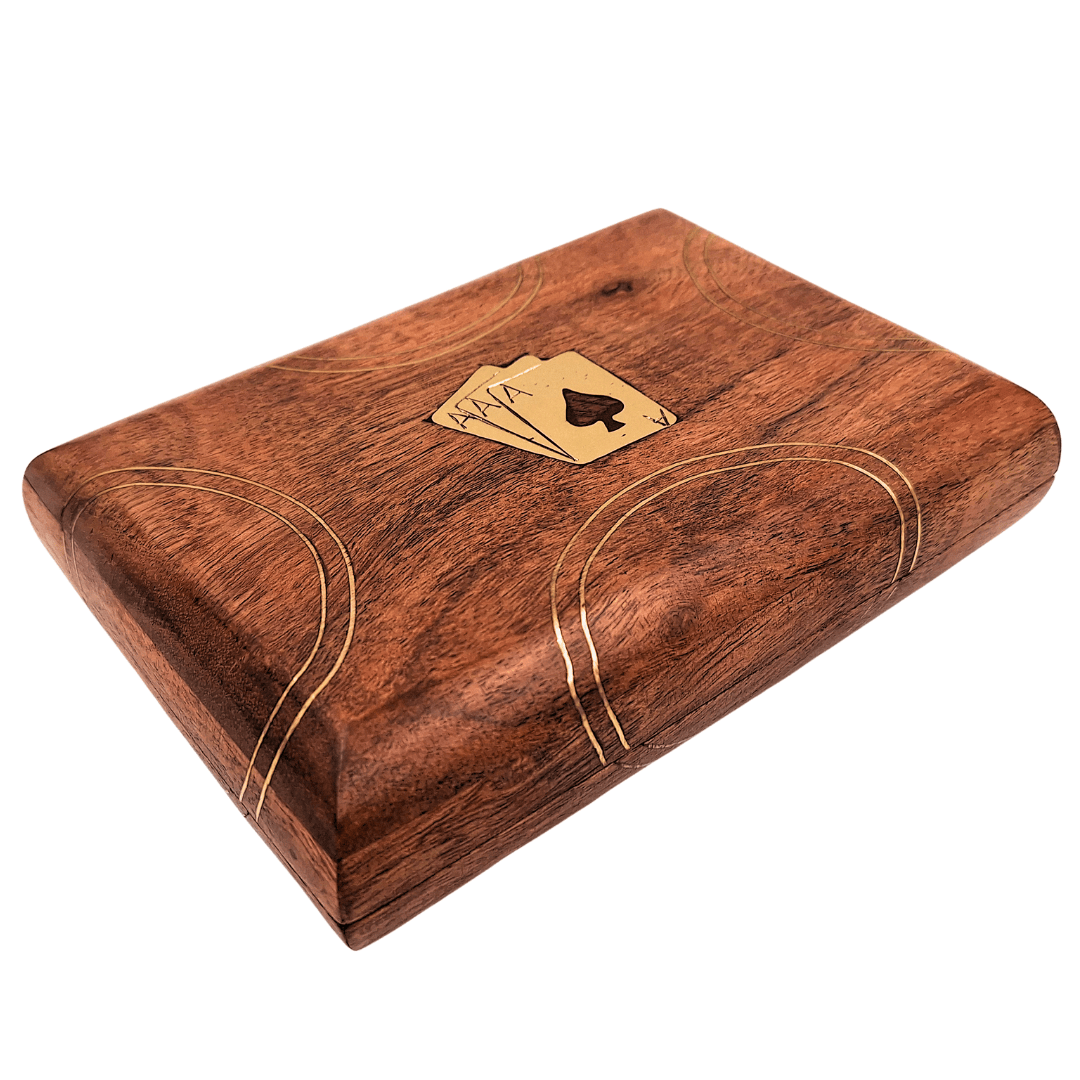 Set mit 2 Kartenspielen in einer Holzbox – elegantes Geschenk – Vintage – DNU-2791