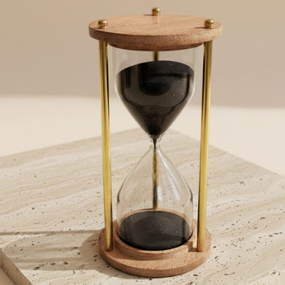 Messing-Holz-Sanduhr – 5 Minuten – Elegante Retro-Dekoration – NC3012V