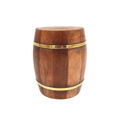 Große Holz-Spardose Fass – zu öffnen Retro - DNU-002