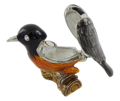 Außergewöhnliches kleines Metallkästchen, mit Kristallen verziert - Vogel - B0192-02
