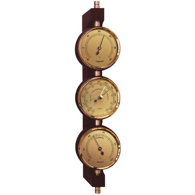 Exklusive Wetterstation Fischer - Barometer Hygrometer Thermometer - Messing Mahagoni – 7894-22