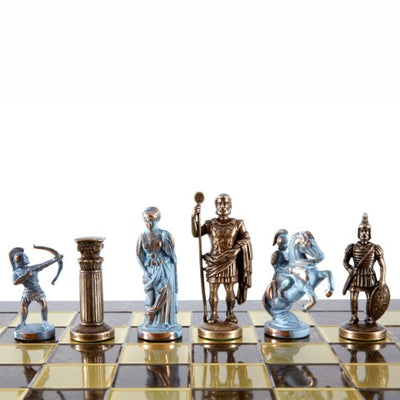 Messing-Schachspiel Bogenschützen groß 44x44cm - luxuriöses Geschenk - S10BBRO