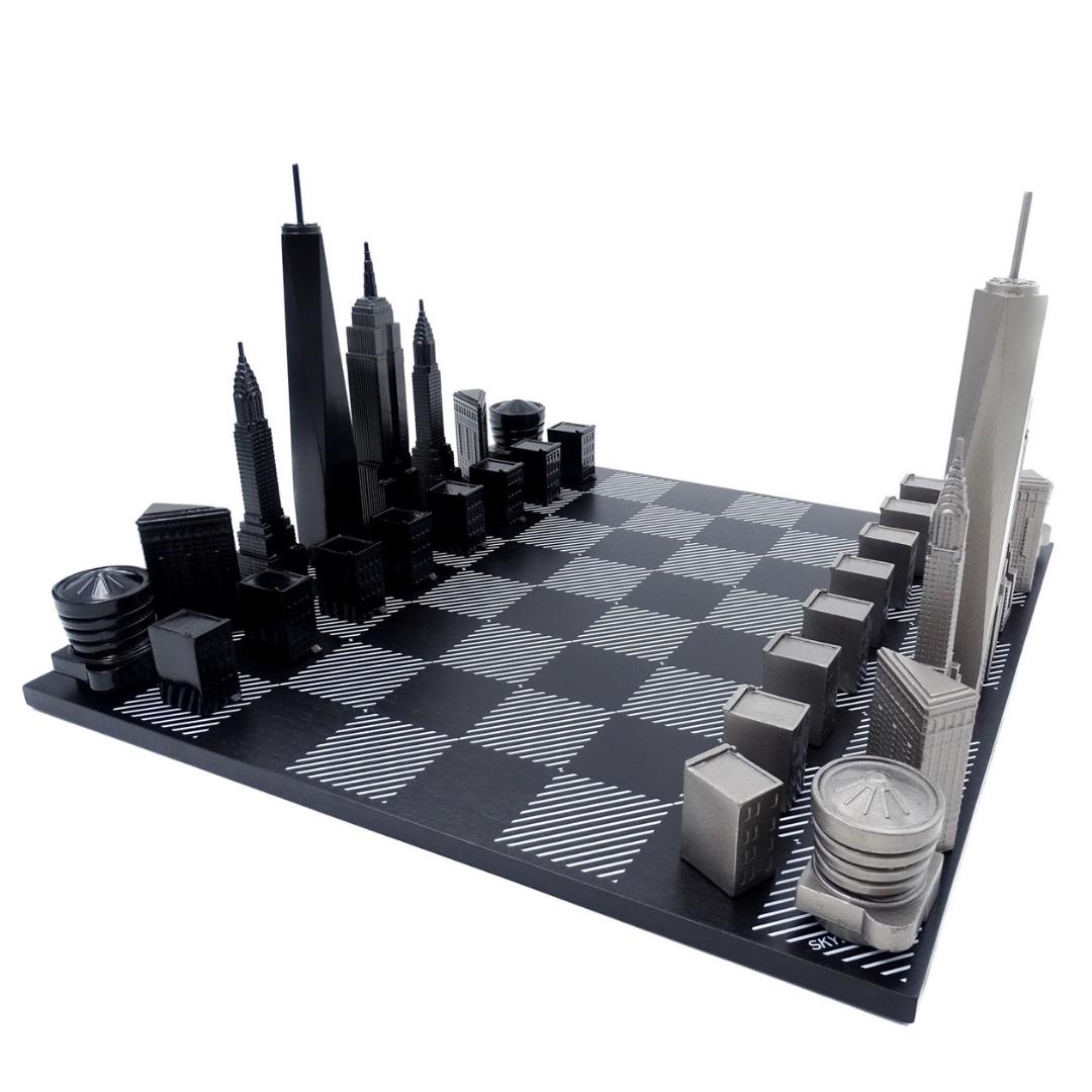 Designer-Schach Skyline New York aus Edelstahl – NY