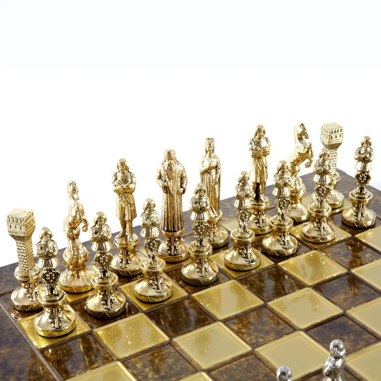 Großes exklusives Schachspiel – 36x36 cm – Gold-silbern - Renaissance S9BRGS