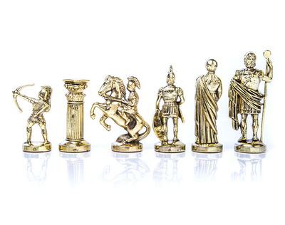 Große exklusive Messingschachfiguren – gold-silbern - Bogenschützen 44x44cm – S10BGS