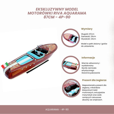 Exklusives Modell des Motorboots Reeva Aquarama 87cm - großes, hölzernes Modell eines klassischen italienischen Motorboots – 4P-90