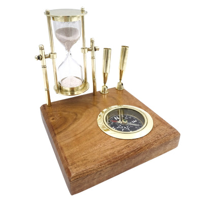 Retro-Schreibtischset - Sanduhr, Kompass und Stifthalter - NC2618OP