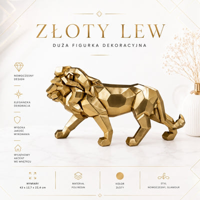 Dekofigur Löwe Gold Groß 43cm Modern - 43477Y2