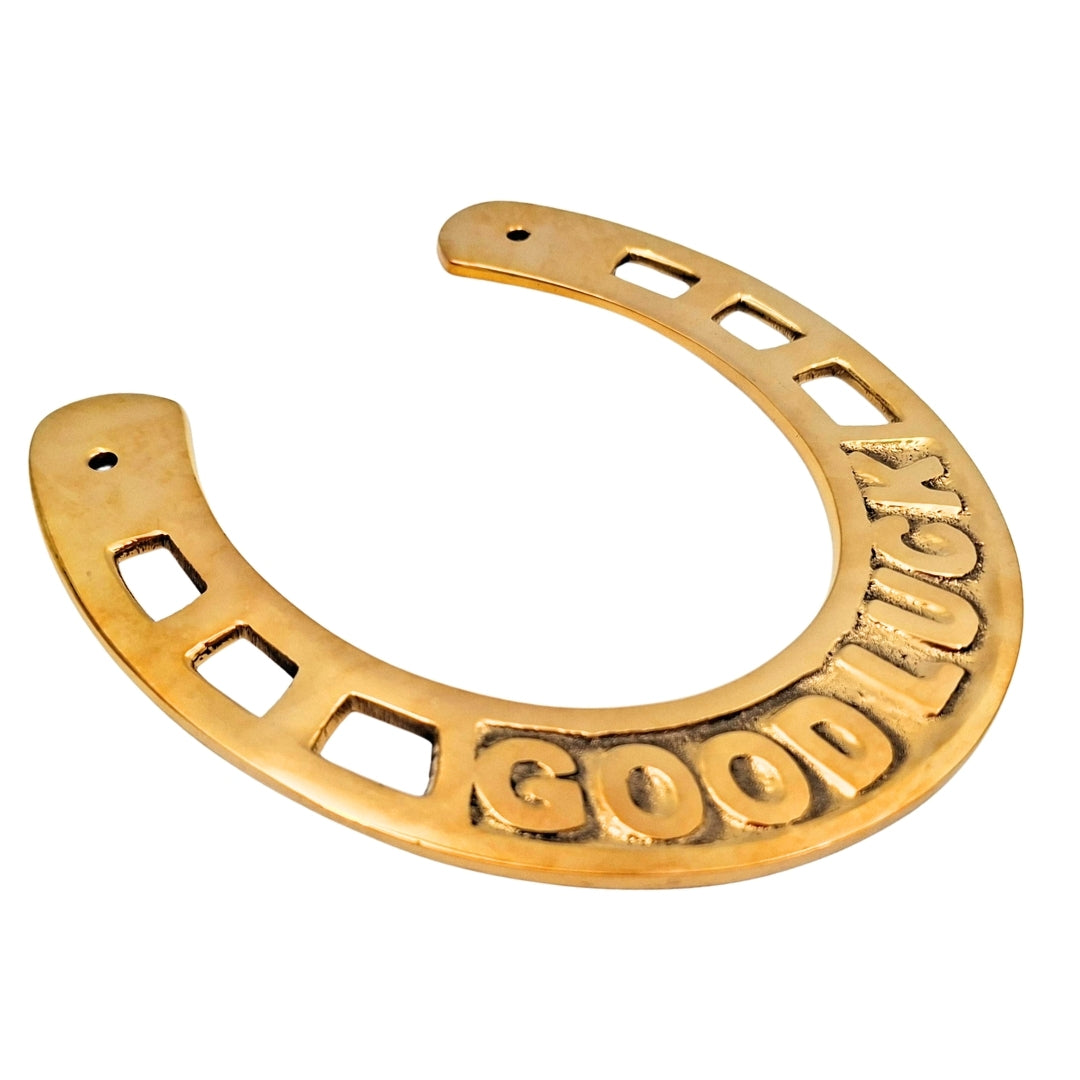 Glückshufeisen aus Messing 15 cm mit Gravurmöglichkeit - elegantes Glücksgeschenk
