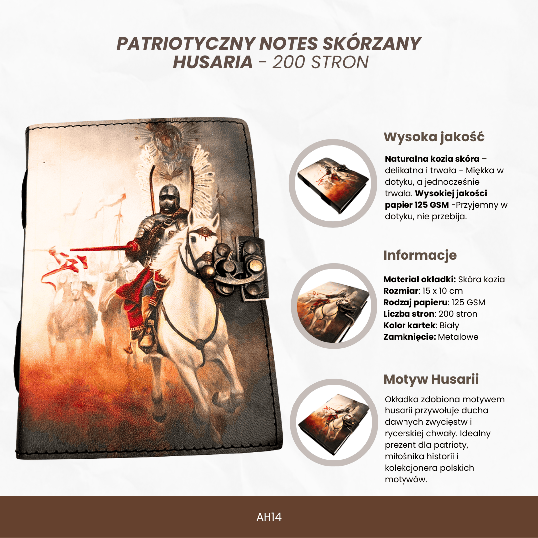 Ledernotizbuch Tagebuch Hussaria patriotisch - 200 Seiten - AH14
