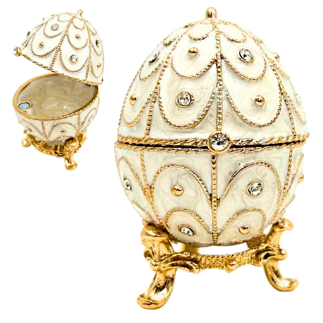 Exklusive Schatulle Fabergé-Ei aus Metall mit Kristallen - B0748-17WH