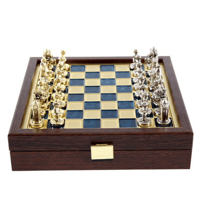 Elegante Premium-Messingschachfiguren 20x20cm Byzanz mit personalisierter Gravur - ideales Geschenk für Schachspieler und Geschichtsinteressierte - handgefertigte Figuren in goldener und silberner Ausführung