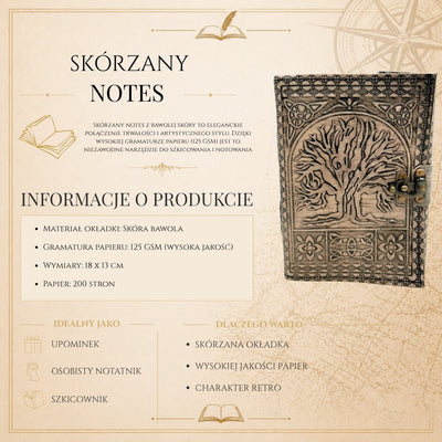 Retro-Ledernotizbuch Baum des Lebens – 200 Seiten 125 GSM - H019