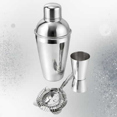 Barkeeper-Set – 3-teilig Shaker Jigger Strainer - BS48171