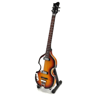 Mini-Bassgitarre im Stil von Paul McCartney, MGT-2028, Mahagoni, personalisierbare Gravur, ideal als Geschenk, Höhe 27,5 cm