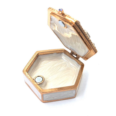 Reich verziertes kleines Geschenk-Metallkästchen mit Kristallen - B0035-08WH