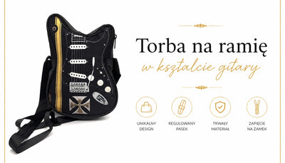 Umhängetasche in Gitarrenform mit Malteserkreuz – Geschenk für einen Gitarristen - RBG-005