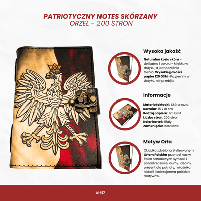 Ledernotizbuch Tagebuch Polnischer Adler patriotisch - 200 Seiten - AH13