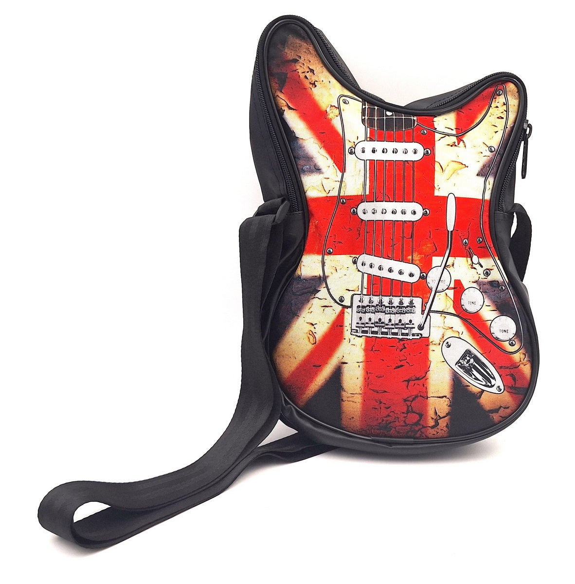 Umhängetasche in Gitarrenform – britische Flagge – Geschenk für einen Musikfan - RBG-008