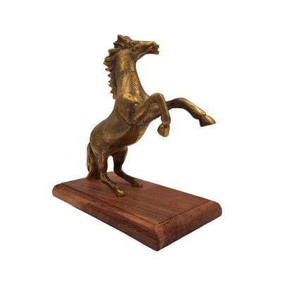 Pferd - Aluminiumfigur auf Holzsockel - NI9537