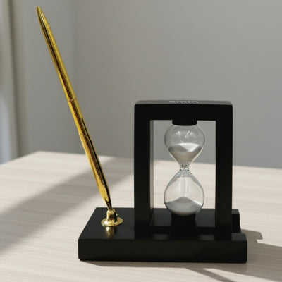 Dekoratives Schreibtisch-Set mit 3-Minuten-Sanduhr und Stifthalter – 121W