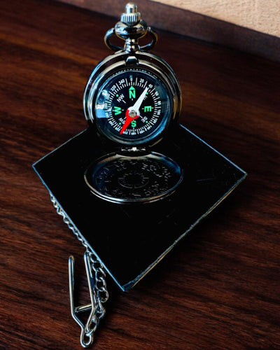 Taschenuhr-Stil Kompass "Navigator" - Farbe dunkles Metall