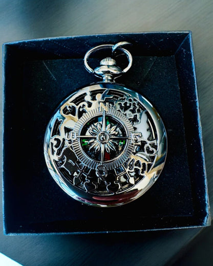 Taschenuhr-Stil Kompass "Navigator" - Farbe dunkles Metall