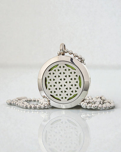 Aurelia Vita – Aromaterapeutyczny Naszyjnik Dyfuzor Kwiat Życia 25 mm ze Stali Nierdzewnej