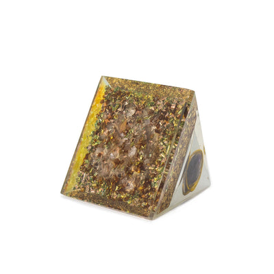 Mittlere Orgonit-Pyramide mit Amethyst und Kupfer 7x6 cm