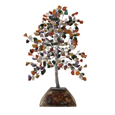 Glücksbaum mit Orgonit-Basis - 320 farbige Steine - eindrucksvolle Dekoration für Zuhause oder als Geschenk - stabile Orgonit-Basis - Symbol positiver Energie und Harmonie